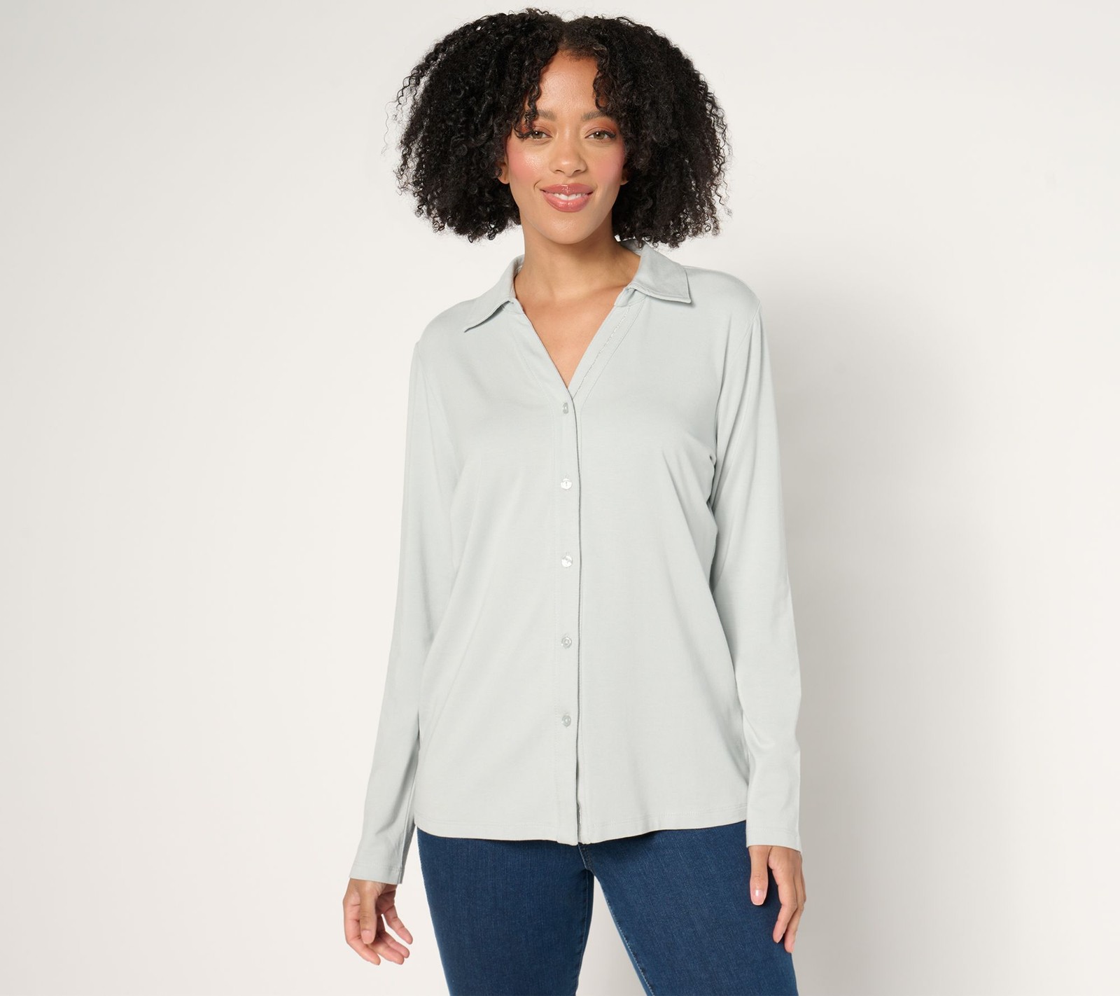 Maya J Women's Top Sz S Denim & Co. Essentials So Medium Grey Heather A672223