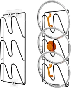 2 Pack Pot Lid Organizer Rack, 6-Tier Pot Lids Holder for Cabinet Door/Wall, No - Picture 1 of 8