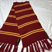 Harry Potter Gryffindor Red Gold Striped Knit Scarf w/ Fringe HP Logo Tag