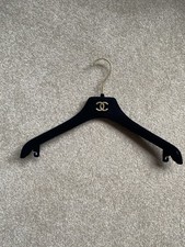 Authentic Chanel Black Velvet Logo gold & black Hanger for dress/ jecket