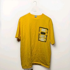 Hugo Boss Designer Yellow Spellout Vintage 90s Shirt Size Mens Large USA Made