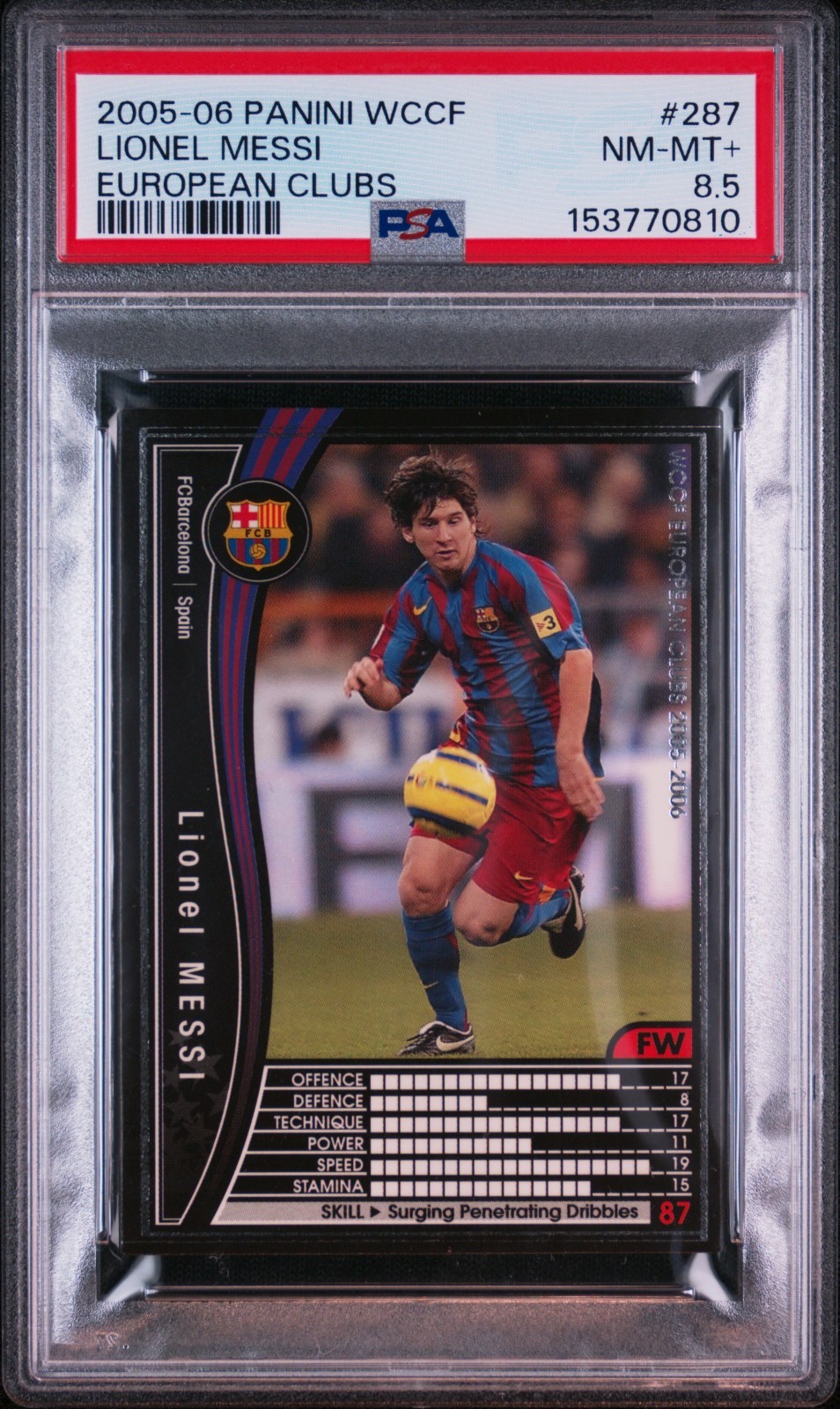 PSA8.5 Rookie LIONEL MESSI  2005 PANINI WCCF EUROPEAN CLUBS #287