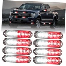 8-Pcs 12 LED Sync Feature Emergency Strobe Grille Lights Ultra 04 Red/White