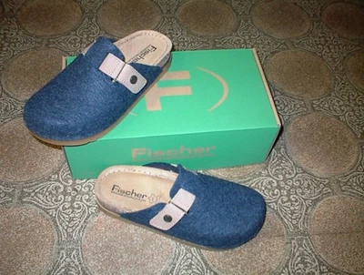 Hausschuh, Fischer-Markenschuh Filzhausschuh blau 646404/521 Größe 38