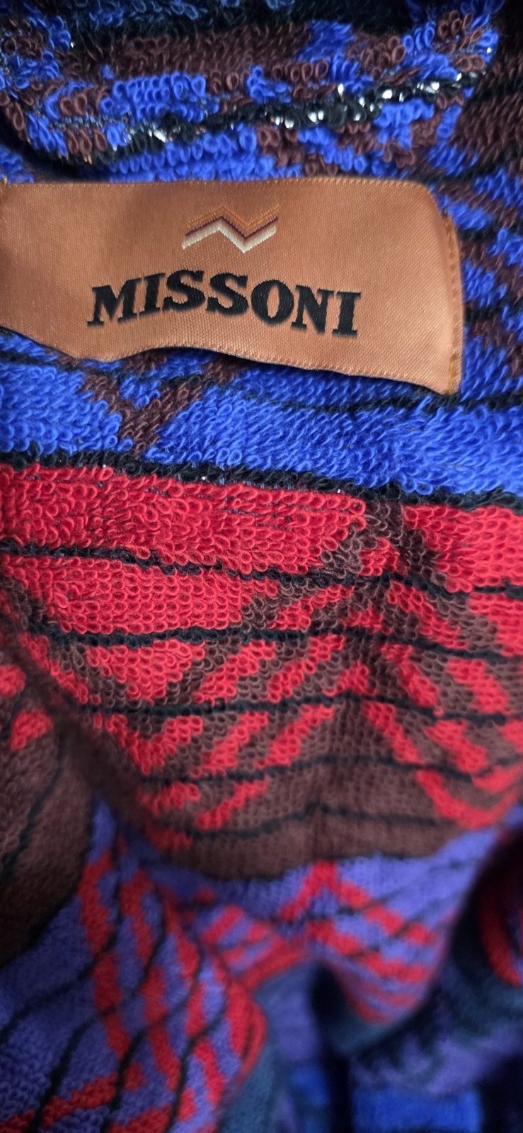 Missoni Starlight Red Blue Hooded Bathrobe Large Rrp £370 #AS900 image 5