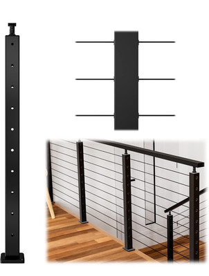 Muzata 30° gebohrt Treppenpfosten 36''x2''x2'' verstellbar Top Kabel Geländer Pfosten PS01 BH4S