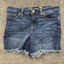 Womens 6 Seven 7 Weekend Shorts Jean Mid-Rise Denim Cut Off Stretcg Blue Spandex
