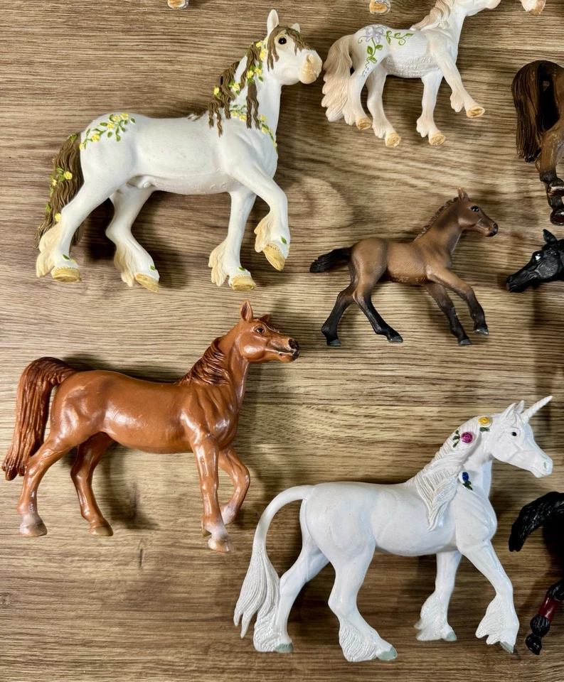 Vintage PVC 23 Horse Lot Schleich Safari Papo Unicorn Foal + Accessories Riders - Image 4 of 4