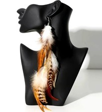 Boho Chic Long Dangle Feather Earrings - 2 Color Choices