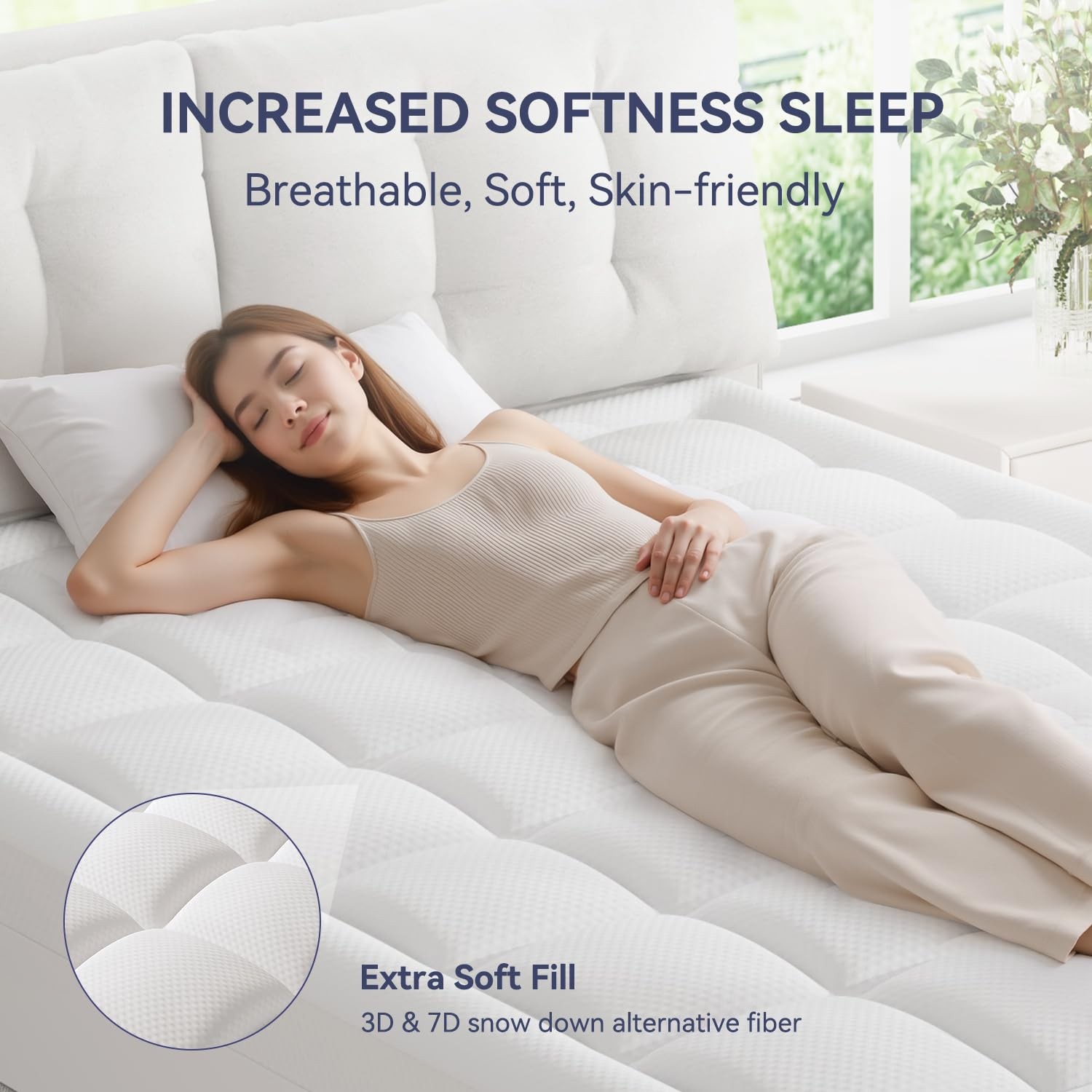 King Size Dual Layer 3 Inch Memory Foam Mattress Topper, 2 Inch Cooling Gel M...