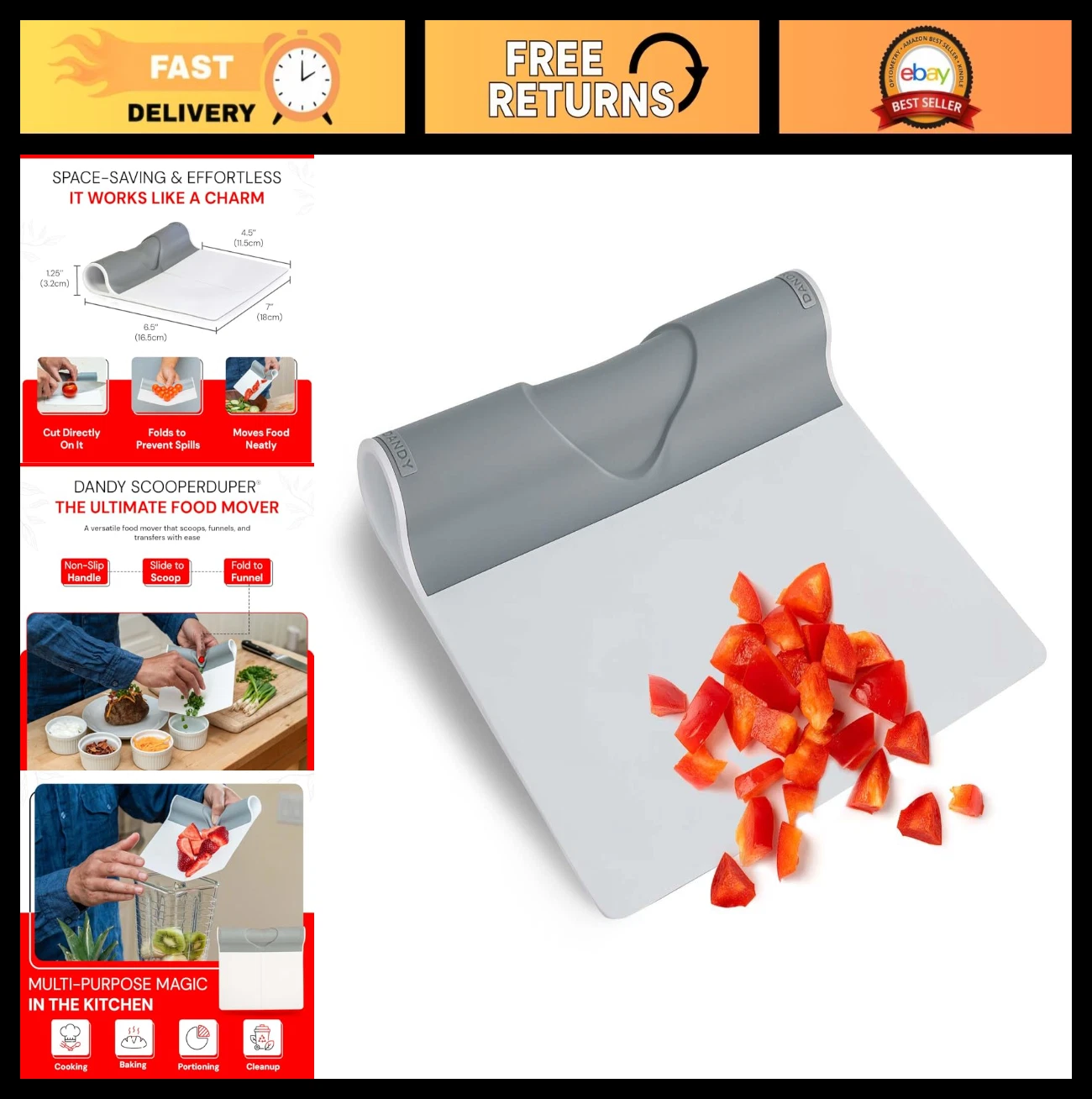Multi-Purpose Folding Food Mover & Dough Scraper Tool - Kitchen Gadget for Chefs
Opens in a new wind