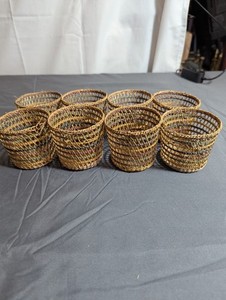 Set of 8 Hand Woven Wicker Baskets/Holders/Sheaths 2.75" Tall 3" Top Diameter 