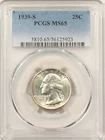 1939-S WASHINGTON QUARTER - PCGS MS-65, FRESH GEM!