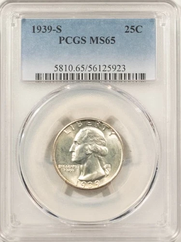 1939-S WASHINGTON QUARTER - PCGS MS-65, FRESH GEM!