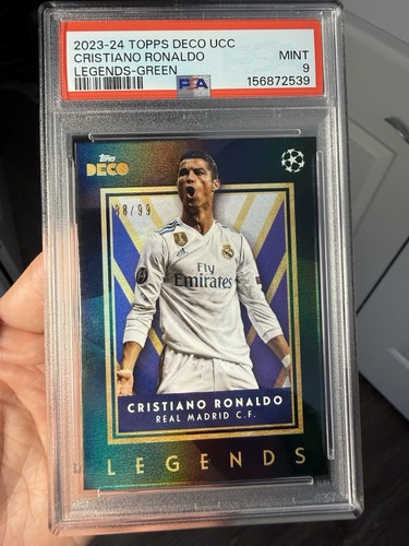 2023-24 Topps Deco UCC Cristiano Ronaldo Real Madrid Legends Green /99 PSA 9