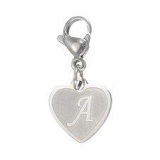 Initial Letter KeyChain, Letter A-Z Heart Charm Keyring, Silver A 