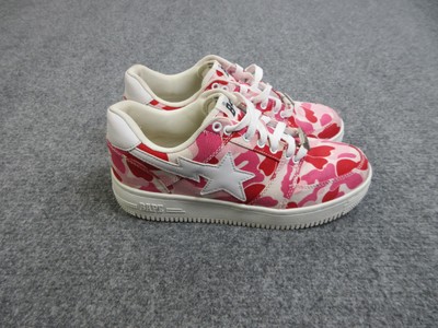 Bape Bapesta Shoes Mens Size 9 Pink Camo White Low Top Streetwear