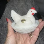Vintage Westmoreland Hen On Nest Dish White Milk Glass Small Mini 3” With Label