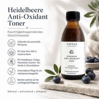 SAFEAS Heidelbeere Anti-Oxidant Toner Gesichtswasser vegan  - 100 ml