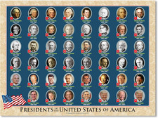 USA President Poster for Kids/Adults -Home Decor -Double Side Laminate