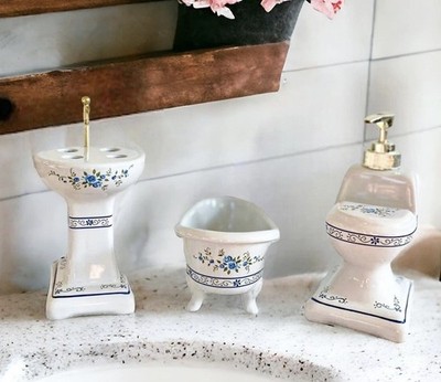 Collections Three Piece Bathroom Accessories Set Toilet, Tub and Sink shaped
