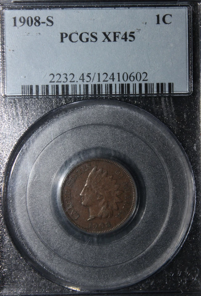 Moeda de um centavo 1908 S XF45 cabeça de índio PCGS 12410602  - Imagem 3 de 4