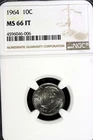 1964 - NGC MS66 FT Roosevelt Silver Dime!!!  #B11834