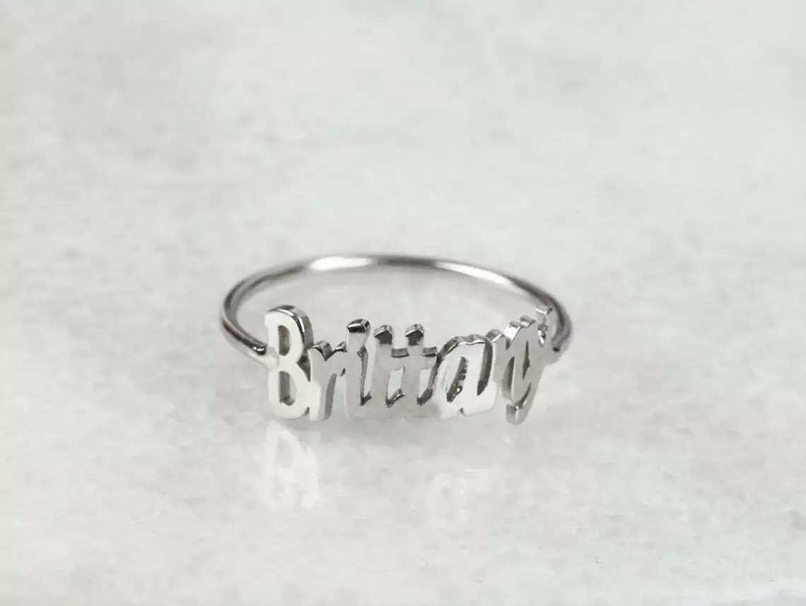 Solid Sterling Silver Custom Name Ring Single Name Ring Personalized Name Ring