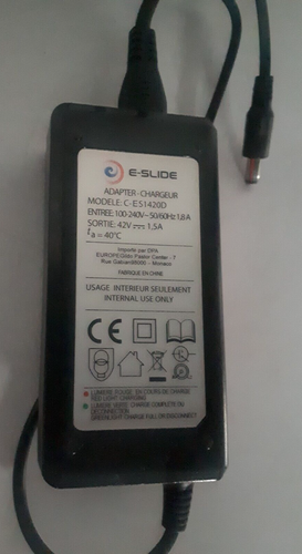Chargeur d'origine E-SLIDE C-ES1420D 42V/1.5A draisienne trottinette électrique - Photo 2/4