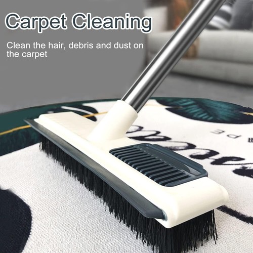 Floor Scrubbing Brush Long Handle Pole 3 in 1 Stiff Bristle Brush Squeegee 44" - Picture 7 of 12