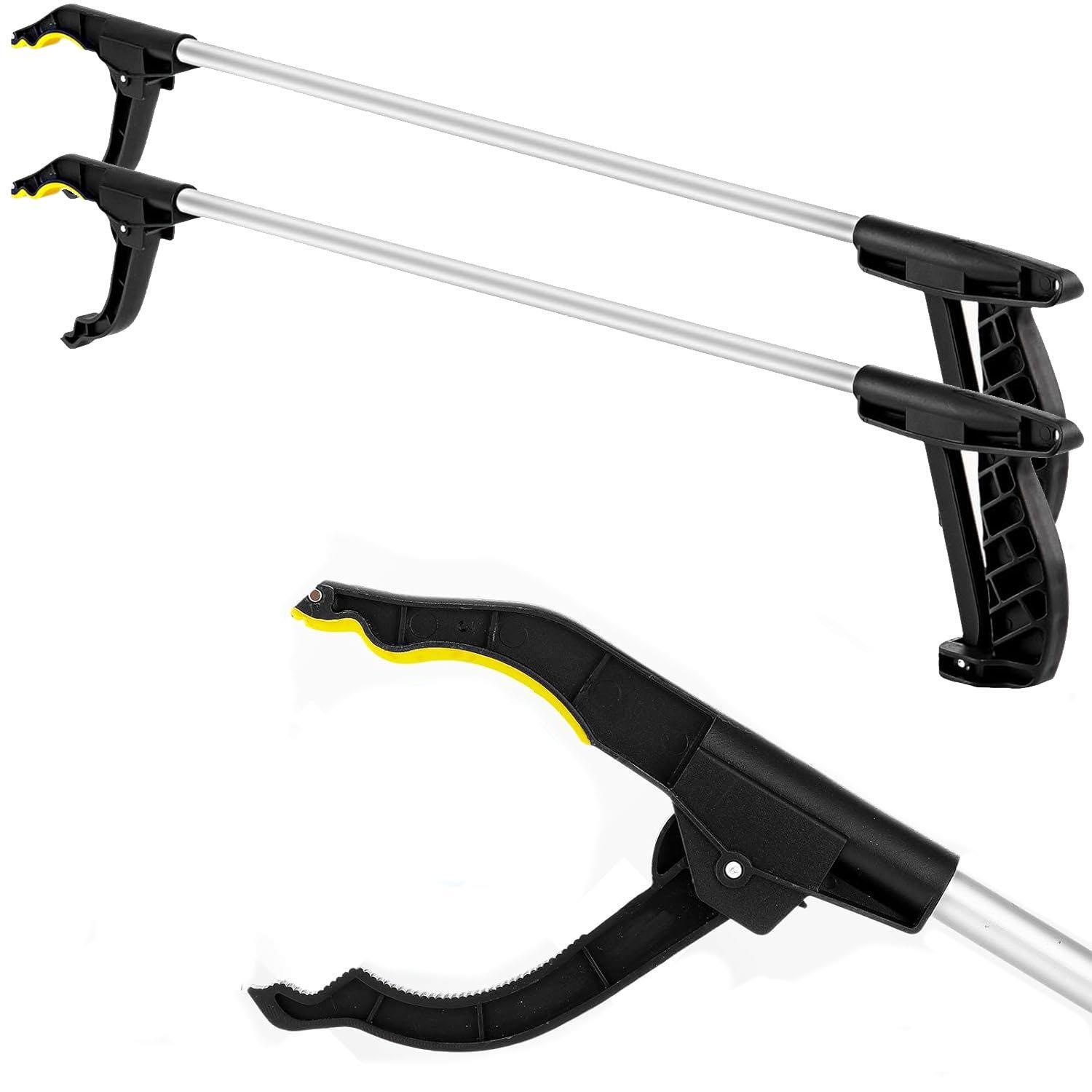 2 x Long Reach Grabber Reacher Litter Picker Helping Hand Held Pick Up Tool 74cm