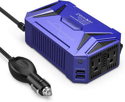 300Watt Pure Sine Wave Power Inverter Car Adapter DC 12V to AC 110V with 4.2A Du