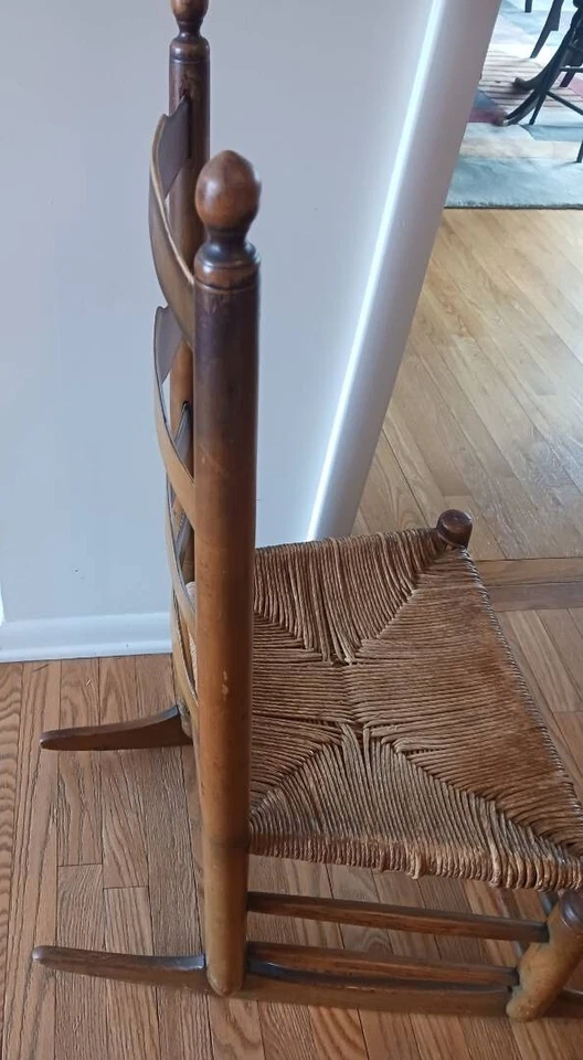 RARE Beautiful Antique 19th Century Ladderback Shaker Style Rocker Rocking Chair - Image 3 of 4