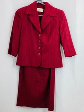 Minuet Red Jacquard Jacket & Skirt Set Uk 8