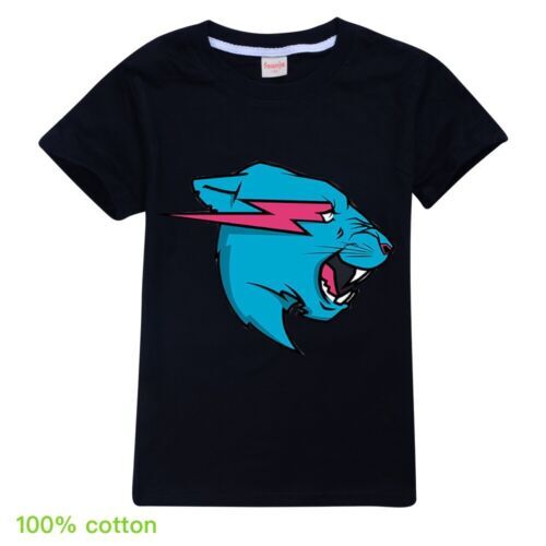 Top Kids Mr Beast Lightning Cat Short Sleeve T shirt Youtuber Merch ...