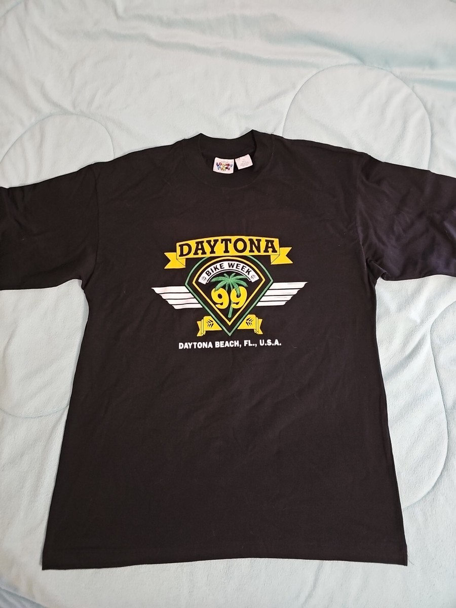 Vintage 99' Daytona Beach FL Bike Week Graphic Black T-Shirt