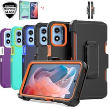For Motorola Moto G Play 2024 5G Case Shockproof 2 Screen Protector Belt Clip