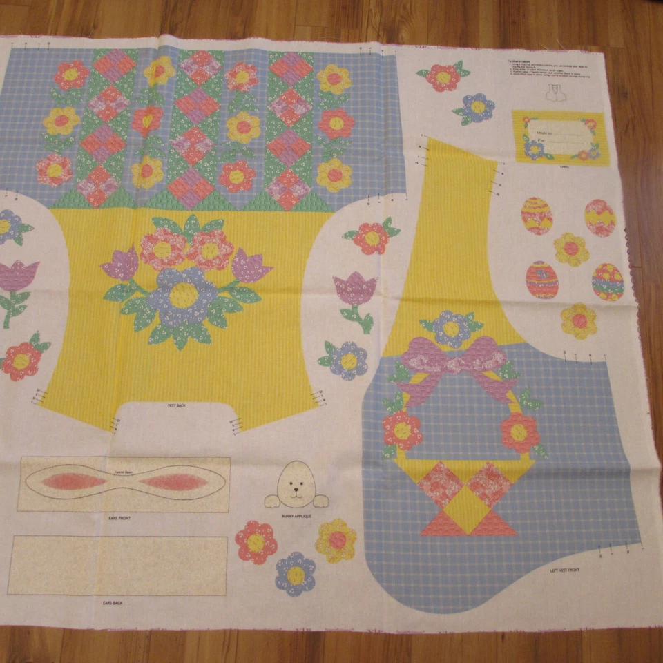 Vintage Cranston V.I.P. Panel FLOWER BASKET VEST Easter Spring Sewing - Image 2 of 4