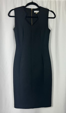 Calvin Klein Black Scuba Sheath Dress Sleeveless Gold Zip Career Professional 4