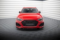 Front Ansatz V.2 FüR Audi RS4 B9 Facelift Schwarz Hochglanz Spoilerlippe Schwert
