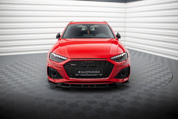 Front Ansatz V.2 FüR Audi RS4 B9 Facelift Schwarz Hochglanz Spoilerlippe Schwert-image