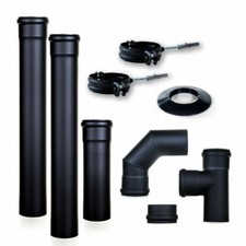 Kit fumisteria canna fumaria per stufa da 100 mm in acciaio nero