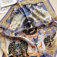 100% Mulberry Silk Scarf Women Vintage Head Wrap Small Kerchief Turban 68*68cm