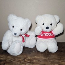 2 Valentines Day Dakin Teddy Bear Stuffed Animal Toys White 11" Plush Lot 1988