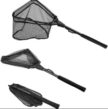 PLUSINNO Fishing Net Fish Landing Net, Foldable Collapsible Telescopic Pole Hand