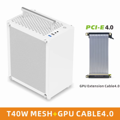 T40 Mini ITX Case 7L Gaming Computer White Chassis Compact