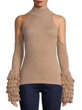 Jonathan Simkhai loopy yarn cold shoulder pullover sweater size small S