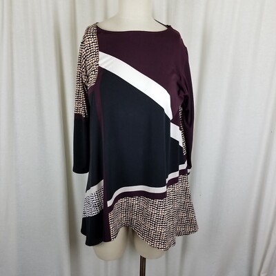 Alfani Elements Dispatch Block Asymmetrical Hi-Lo Top Shirt Tunic Womens 0X Plus