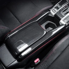 Fit 2016-2020 Honda Civic 10Th Carbon Style Armrest Box Cover Center Console CW