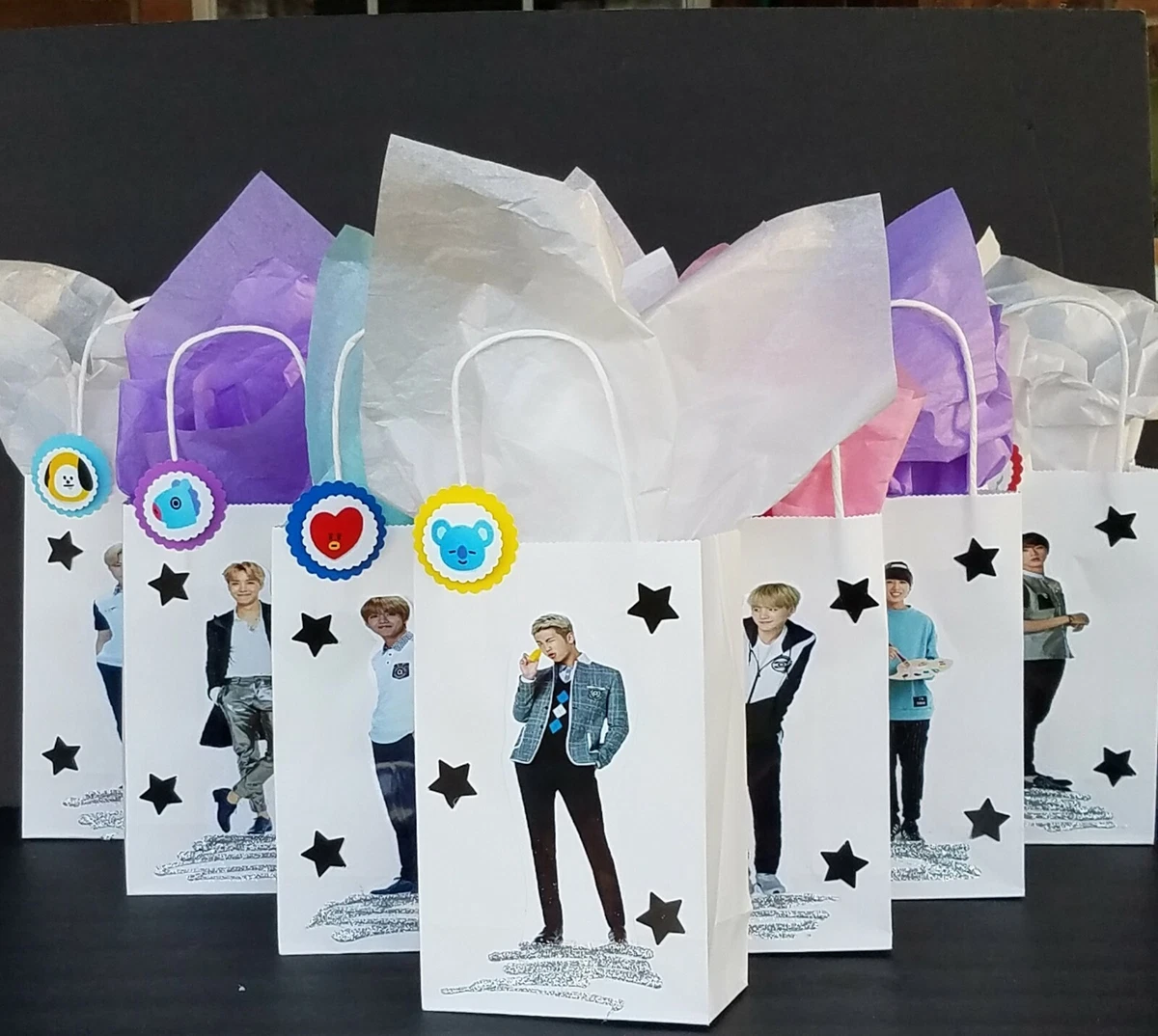 BT21 BTS K POP 7 members 3D treat favor birthday bags 14pcs 2pcs